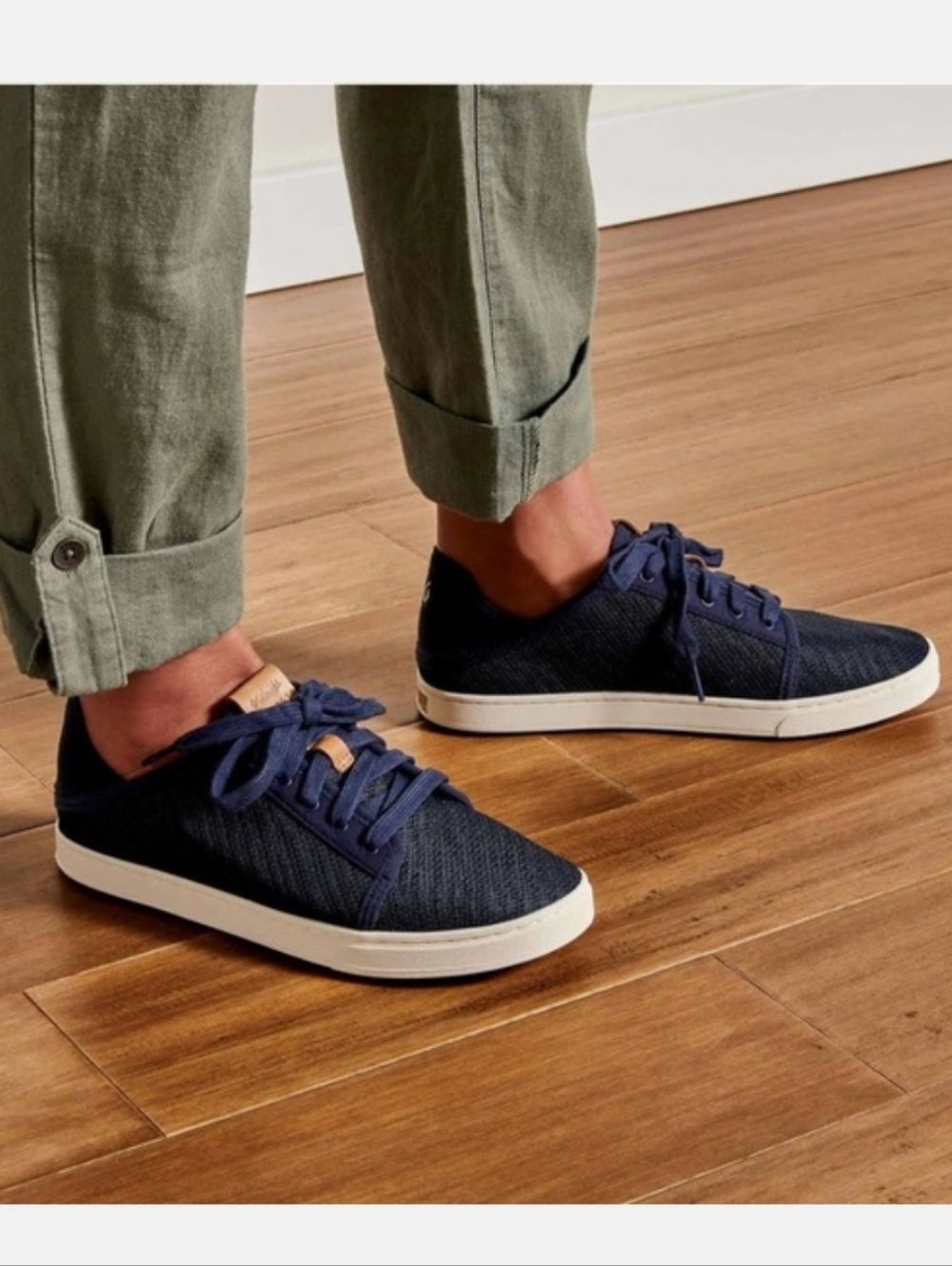 OLUKAI Pehuea Li Sneaker Lightweight Slip On Drop-In Heel Lace Up Shoes Blue 8.5